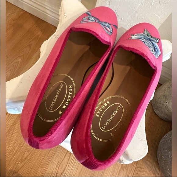 LoveShackFancy x Stubbs & Wootton Rose Bow Slipper – Fuchsia Pink Velvet. EUC - Picture 9 of 14
